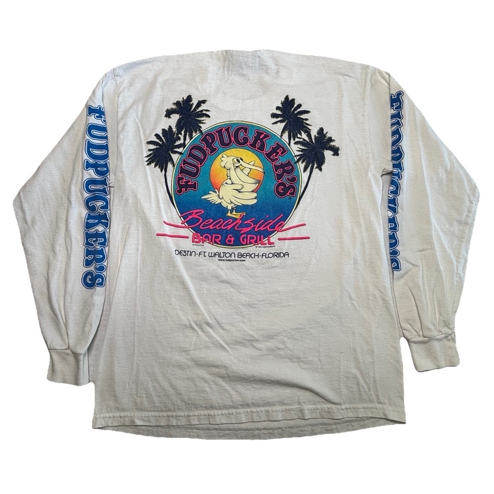 Vintage Fudpuckers Long Sleeve Shirt USA 1989 Beach Graphic Medium Ft Walton